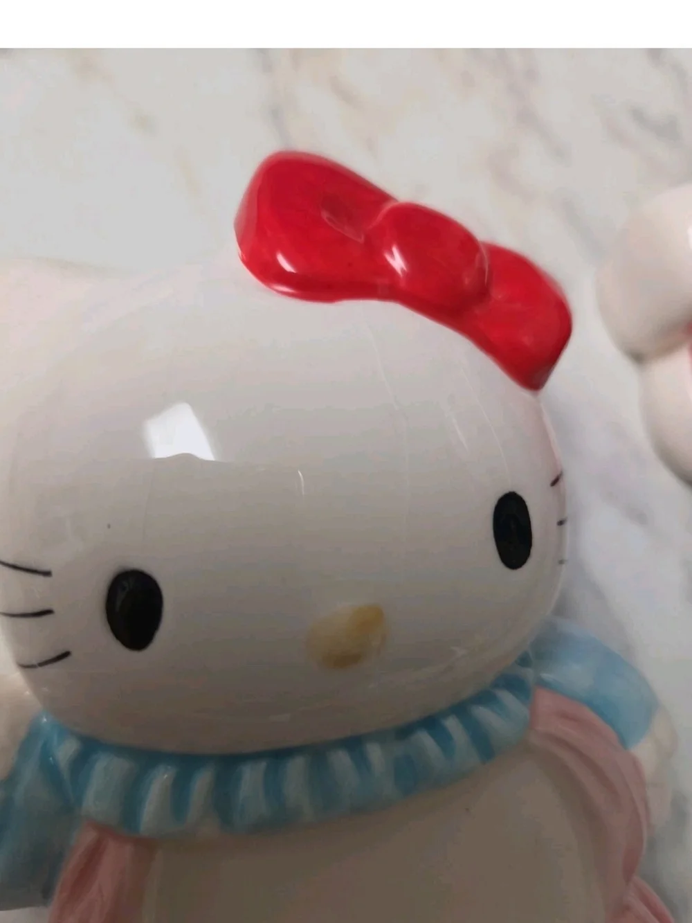 Vtg. Hello Kitty Ceramic 3-Piece Bath Set in White and Red w Pink Blue Accents